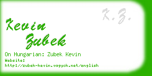 kevin zubek business card